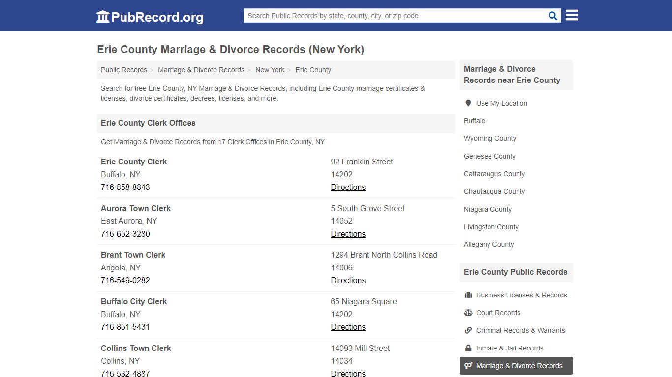Free Erie County Marriage & Divorce Records (New York ...