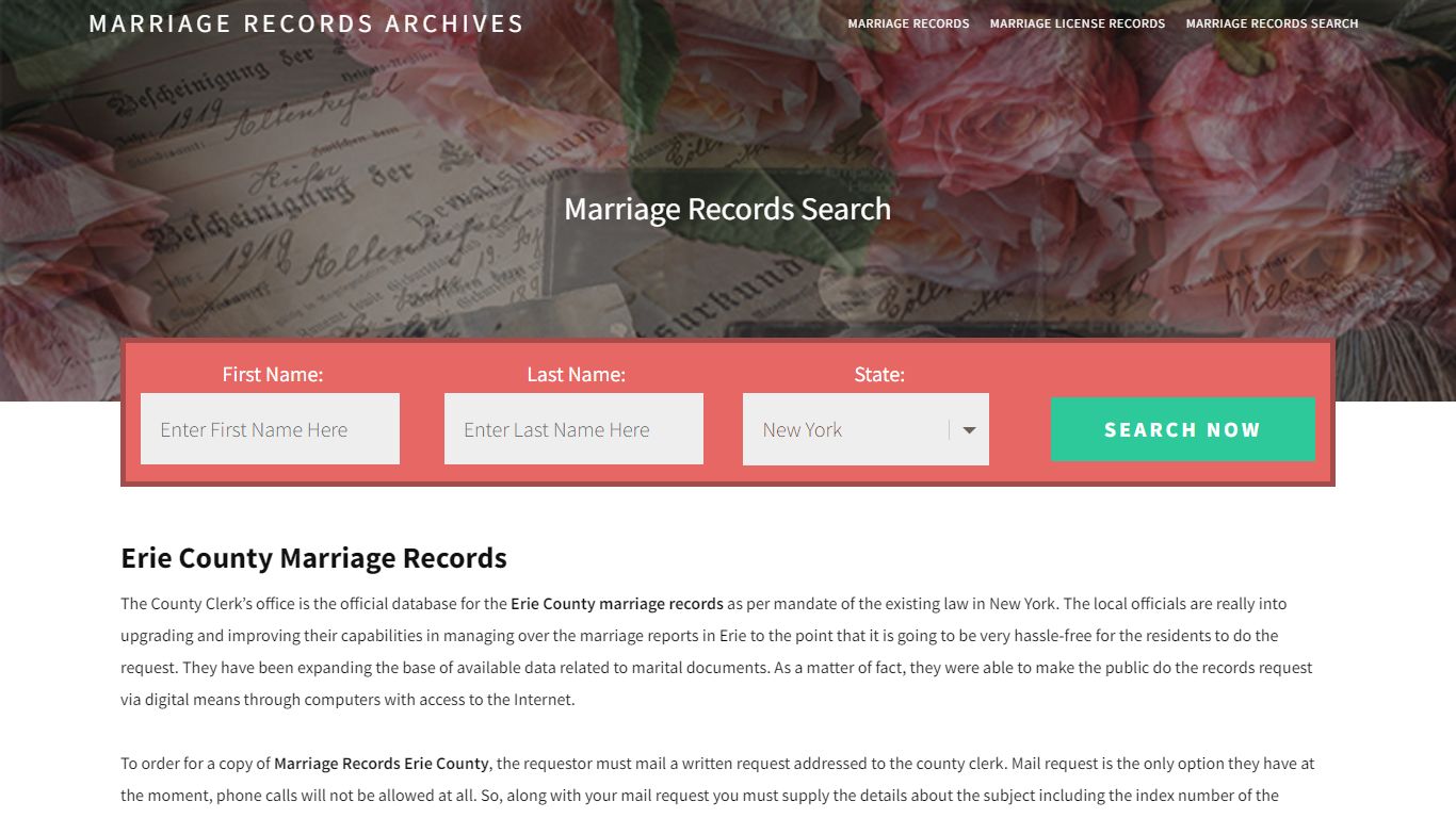 Erie County Marriage Records | Enter Name and Search|14 ...