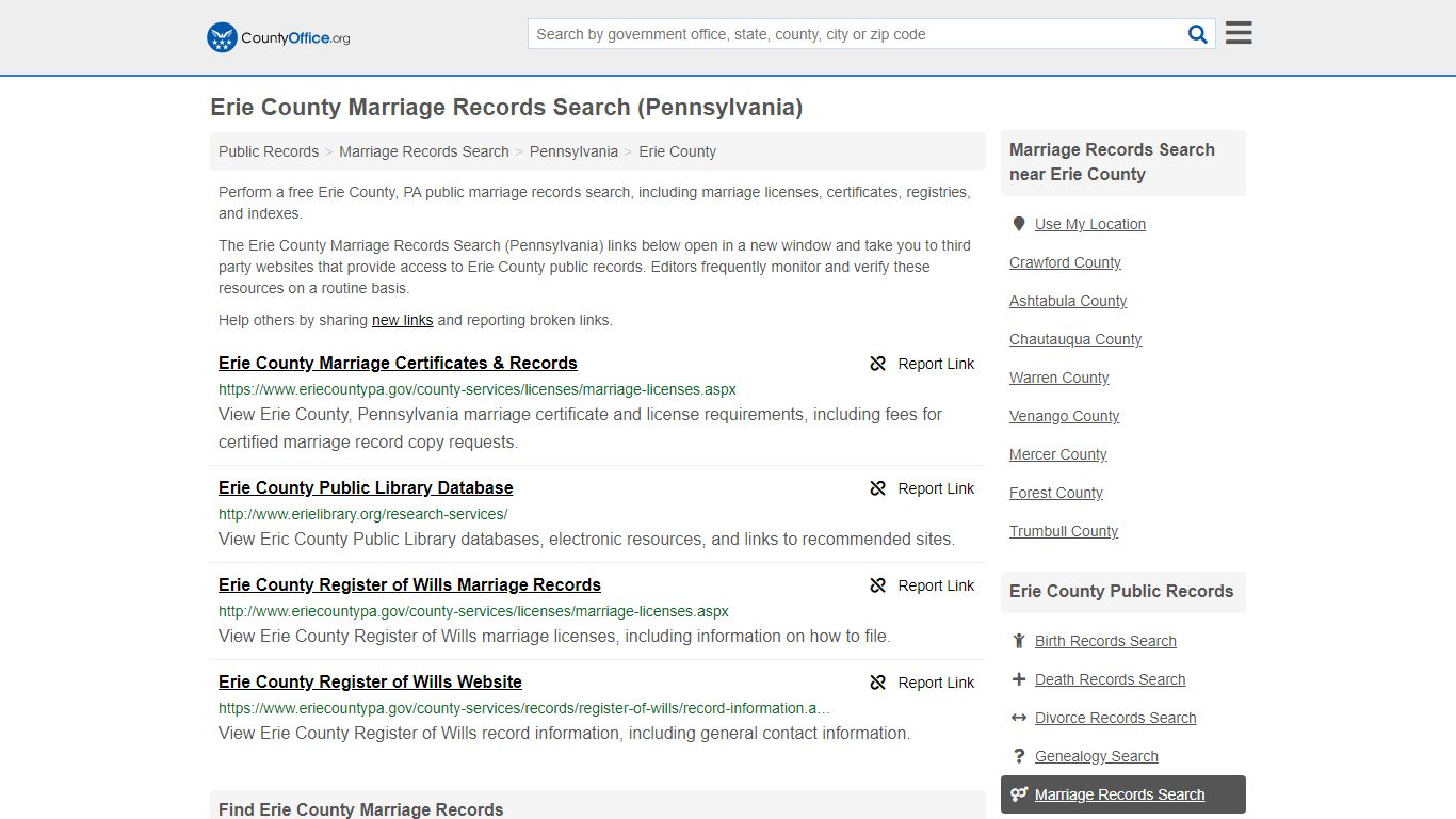 Marriage Records Search - Erie County, PA (Marriage ...